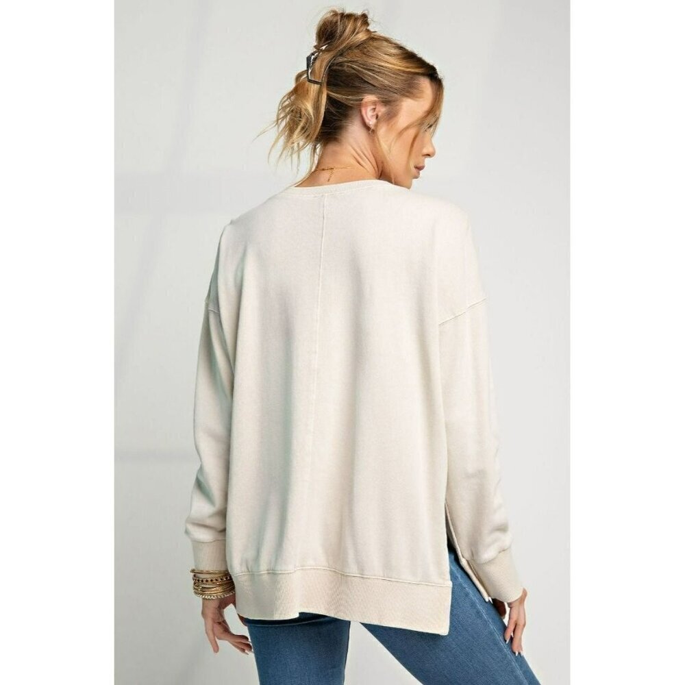 Don't Forget to Smile Mineral Wash Top in Khaki - Picture 5 of 5